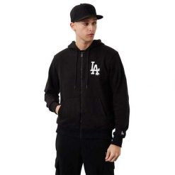 Bluza Męska League Los Angeles Dodgers Z Pełnym Zamkiem Błyskawicznym. Czarne bluzy z kapturem New Era, l, bez wzorów, z bawełny, z kapturem. Za 431.99 zł.