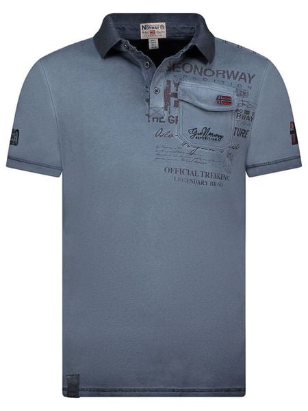Geographical Norway Koszulka polo "Keony" w kolorze granatowym rozmiar: M. Niebieskie koszulki polo Geographical Norway, m, bez wzorów, z bawełny, bez kołnierzyka, bez ramiączek. Za 74.46 zł.
