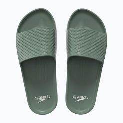 Klapki basenowe antypoślizgowe męskie Speedo Slide Entry. Zielone klapki Speedo, z materiału. Za 70.99 zł.