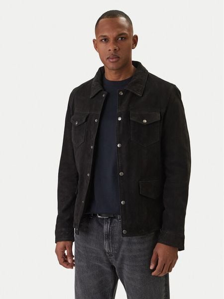 Milestone Kurtka skórzana Valerio 612205 60790 Czarny Slim Fit. Czarne kurtki Milestone, m, bez wzorów, ze skóry, bez kaptura. Za 815.99 zł.