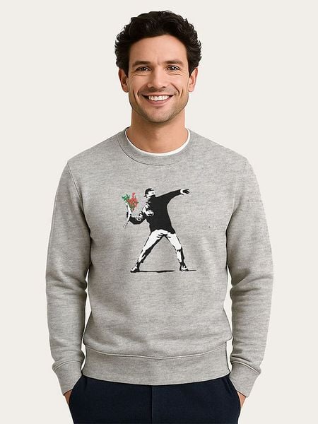 WOOOP Bluza "Banksy Love" w kolorze szarym rozmiar: XXL. Szare bluzy Wooop, xxl, bez wzorów, bez kaptura. Za 91.77 zł.