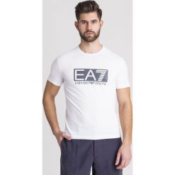 T-SHIRT EA7 EMPORIO ARMANI. Białe t-shirty EA7 Emporio Armani, l, bez wzorów, z bawełny, bez kołnierzyka, bez ramiączek. Za 195.30 zł.