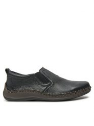 Rieker Półbuty 05264-00 Czarny. Czarne eleganckie półbuty Rieker, bez wzorów, ze skóry, bez obcasa, bez zapięcia. Za 339.99 zł.