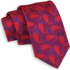 Czerwono-Chabrowy Elegancki Krawat -Chattier- 6,5cm, Męski, Wzór Paisley, Łezki. Czerwone krawaty i muchy Chattier, bez wzorów, z tkaniny. Za 49.00 zł.