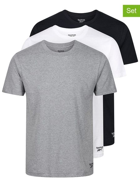 Reebok Koszulki (3 szt.) "Santo" w kolorze czarnym, białym i szarym rozmiar: M. Białe bezrękawniki Reebok, m, bez wzorów, bez kołnierzyka, bez ramiączek. Za 84.21 zł.