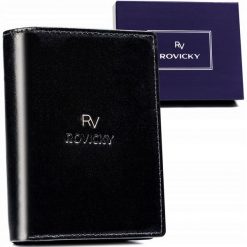 Portfel skórzany Rovicky RV-7680278-5-BCA-450 czarny. Czarne portfele ROVICKY, bez wzorów, ze skóry. Za 70.00 zł.
