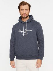 Pepe Jeans Bluza Nouvel Hoodie PM582521 Granatowy Regular Fit. Niebieskie bluzy Pepe Jeans, m, bez wzorów, z bawełny, bez kaptura. Za 249.00 zł.