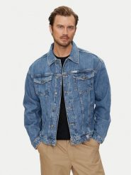 Guess Jeans Kurtka jeansowa M4YN38 D5DO2 Niebieski Regular Fit. Niebieskie kurtki Guess Jeans, m, z aplikacjami, z bawełny, bez kaptura. Za 512.86 zł.
