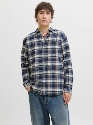 Jack & Jones Koszula "James" w kolorze granatowo-białym rozmiar: XXL. Niebieskie koszule Jack & Jones, xxl, bez wzorów, bez kołnierzyka, bez ramiączek. Za 79.21 zł.