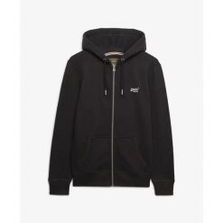 Bluza z kapturem i zamkiem błyskawicznym Superdry Essential. Czarne bluzy z kapturem Superdry, xl, bez wzorów, z kapturem. Za 375.25 zł.