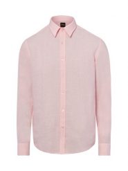 BOSS Orange koszula lniana - Relegant Mężczyźni Regular Fit len różowy, XL. Czerwone koszule BOSS Orange, m, bez wzorów, ze lnu, bez kołnierzyka, bez ramiączek. Za 379.95 zł.