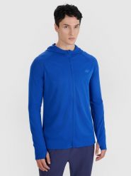4F Bluza do biegania w terenie szybkoschnąca męska - niebieska S/M. Niebieskie bluzy z kapturem 4F, m, bez wzorów, z dzianiny, z kapturem. Za 119.99 zł.