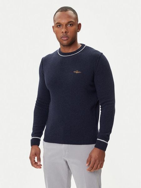 Aeronautica Militare Sweter 252MA1608UL00924 Granatowy Regular Fit. Niebieskie swetry rozpinane Aeronautica Militare, m, bez wzorów, z wełny, bez kołnierzyka, bez ramiączek. Za 429.99 zł.