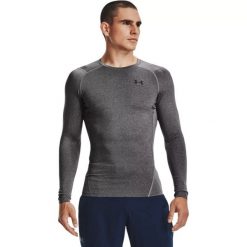 Koszulka męska treningowa szara Under Armour HeatGear Armour LongSleeve. Szare koszulki z długim rękawem Under Armour, m, bez wzorów, z elastanu, bez ramiączek. Za 159.00 zł.