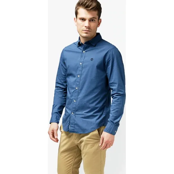 Timberland Koszula Ls Eastham River Stretch Poplin Fitted , granatowy, rozmiar M. Niebieskie koszule Timberland, m, bez wzorów, z bawełny, bez kołnierzyka, bez ramiączek. W wyprzedaży za 229.99 zł.