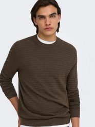 ONLY & SONS Sweter w kolorze khaki rozmiar: M. Brązowe swetry nierozpinane Only & Sons, m, bez wzorów, z bawełny, bez kołnierzyka, bez ramiączek. Za 119.95 zł.