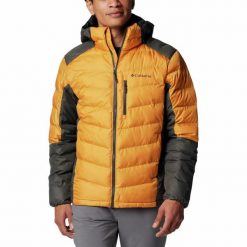 Kurtka ocieplana męska Columbia Labyrinth Loop Hooded z kapturem. Żółte kurtki Columbia, m, bez wzorów, z puchu, z kapturem. Za 519.99 zł.