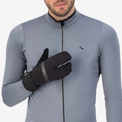 Rękawiczki rowerowe zimowe męskie Rogelli Nova Lobster. Czarne rękawiczki Rogelli, na zimę, bez wzorów, z materiału. Za 216.35 zł.