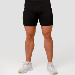 Szorty męskie fitness kompresyjne czarne Mid. Czarne odzież kompresyjna GYMBEAM, m, bez wzorów, z elastanu, do biegania. Za 91.90 zł.