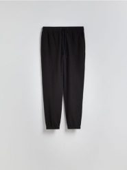 Spodnie jogger z lnem - czarny. Czarne joggery i bojówki Reserved, l, bez wzorów, z wiskozy. Za 149.99 zł.