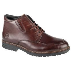 Buty Trzewiki Męskie Rieker Booties 33105-25 brązowe. Brązowe botki sznurowane na zimę, bez wzorów, z gumy, bez obcasa, bez zapięcia. Za 589.74 zł.