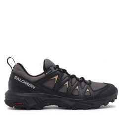 Trekkingi Salomon. Szare buty trekkingowe Salomon, bez wzorów, z gore-texu, bez zapięcia. Za 379.99 zł.