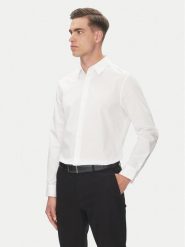 Calvin Klein Koszula LV04LB148G Biały Slim Fit. Białe koszule CALVIN KLEIN, m, bez wzorów, z bawełny, bez kołnierzyka, bez ramiączek. Za 349.99 zł.