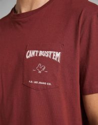 LEE SS CANT BUSTEM TEE MĘSKI T-SHIRT KOSZULKA NADRUK FIRED BRICK L60YFETM 112140374. T-shirty Lee, l, bez wzorów, bez kołnierzyka, bez ramiączek. Za 69.99 zł.