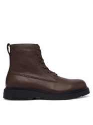 Calvin Klein Trzewiki Combat Ess Lace Up Zip Boot Lth YM0YM01373 Brązowy. Brązowe botki sznurowane CALVIN KLEIN, bez wzorów, ze skóry, bez obcasa, bez zapięcia. Za 699.99 zł.