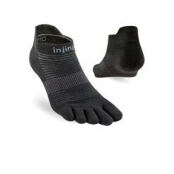 Skarpety do biegania Injinji Run Lightweight No-Show. Czarne buty do biegania Injinji, bez wzorów, bez zapięcia, do biegania. Za 69.99 zł.