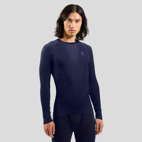 Bielizna termoaktywna z długim rękawem Odlo BL TOP crew neck l/s PERFORMANCE. Niebieskia bielizna termoaktywna ODLO, na zimę, l, bez wzorów, z elastanu, bez ramiączek, do biegania. Za 351.55 zł.