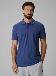 4F Koszulka polo regular męska - granatowa XXL. Niebieskie koszulki polo 4F, m, bez wzorów, z bawełny, bez kołnierzyka, bez ramiączek. Za 129.99 zł.
