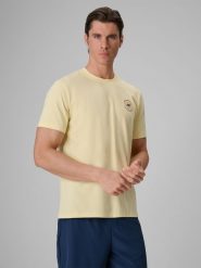 4F T-shirt regular z nadrukiem męski - żółty XL. Żółte t-shirty 4F, bez wzorów, z bawełny, bez ramiączek. Za 59.99 zł.