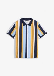 Koszulka polo z czystej bawełny organicznej. Niebieskie koszulki polo sportowe bonprix, m, bez wzorów, z bawełny, bez kołnierzyka, bez ramiączek. Za 94.99 zł.
