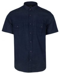 Koszula Bawełniana - ESPADA - Granatowa - Slim. Niebieskie koszule Espada, l, bez wzorów, z bawełny, bez kołnierzyka, bez ramiączek. Za 145.00 zł.