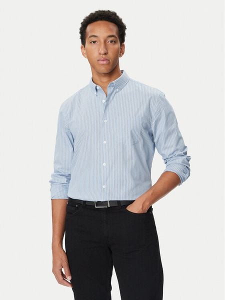 Calvin Klein Koszula LV04LH117G Niebieski jasny Slim Fit. Niebieskie koszule CALVIN KLEIN, m, bez wzorów, bez kołnierzyka, bez ramiączek. Za 369.99 zł.