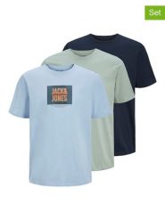 Jack & Jones Koszulki (3 szt.) w kolorze niebiesko-zielonym rozmiar: M. Niebieskie bezrękawniki Jack & Jones, m, bez wzorów, z bawełny, bez kołnierzyka, bez ramiączek. Za 101.70 zł.
