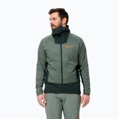 Kurtka przeciwdeszczowa męska Jack Wolfskin Alpspitze Ins Hybrid. Zielone kurtki Jack Wolfskin, m, bez wzorów, bez kaptura. Za 719.99 zł.