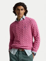 Polo Ralph Lauren Sweter 710775885550 Różowy jasny Regular Fit. Czerwone swetry rozpinane Polo Ralph Lauren, l, bez wzorów, z bawełny, bez kołnierzyka, bez ramiączek. Za 949.99 zł.