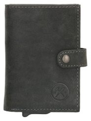 HIDE & STITCHES Skórzany portfel w kolorze antracytowym - 8 x 10 x 1,5 cm rozmiar: onesize. Czarne portfele HIDE & STITCHES, bez wzorów, z materiału. Za 82.99 zł.