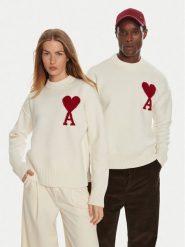 AMI PARIS Sweter BFUKS006018 Écru Regular Fit. Swetry rozpinane AMI PARIS, m, bez wzorów, z wełny, bez kołnierzyka, bez ramiączek. Za 1,799.00 zł.
