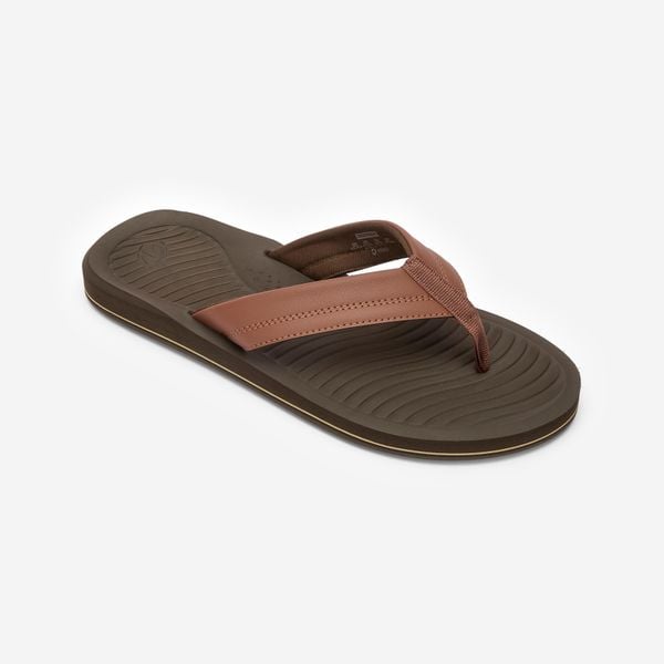 Japonki męskie Decathlon 550 Simi. Brązowe japonki Decathlon, bez wzorów, z materiału. Za 79.99 zł.