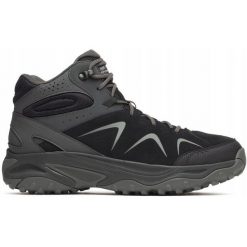 Buty hikingowe dla mężczyzn Merrell YOKOTA 3 MID GTX. Czarne buty turystyczne Merrell, bez wzorów, z gore-texu, bez zapięcia, trekkingowe, gore-tex. Za 509.99 zł.