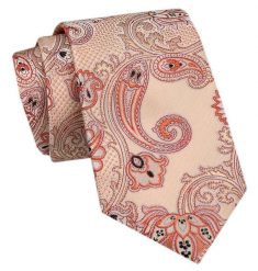 Modny Krawat Męski - Alties - Beż w Orientalny Wzór. Krawaty i muchy Alties, bez wzorów, z tkaniny. Za 49.00 zł.