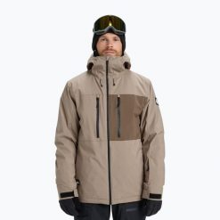Kurtka snowboardowa męska Quiksilver Sycamore Solid 20K. Brązowe kurtki Quiksilver, na zimę, m, bez wzorów, z materiału, bez kaptura. Za 860.70 zł.