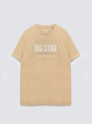 Koszulka męska o klasycznym kroju beżowa Bruno 800. Brązowe t-shirty BIG STAR, l, bez wzorów, z bawełny, bez kołnierzyka, bez ramiączek. Za 99.99 zł.