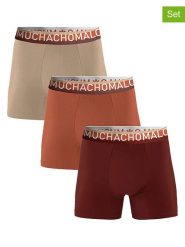 Muchachomalo Bokserki (3 pary) w kolorze bordowym, pomarańczowym i beżowym rozmiar: L. Brązowe bokserki MUCHACHOMALO, l, bez wzorów. Za 79.96 zł.