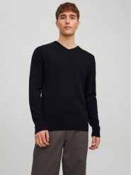 Jack&Jones Sweter 12137194 Czarny Regular Fit. Czarne swetry rozpinane Jack&Jones, m, bez wzorów, z bawełny, bez kołnierzyka, bez ramiączek. Za 69.99 zł.