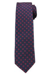 Ciemnogranatowy Elegancki Krawat -Angelo di Monti- 6 cm, Męski, W Czerwone Kwadraciki. Czerwone krawaty i muchy Angelo di Monti, bez wzorów. Za 45.00 zł.