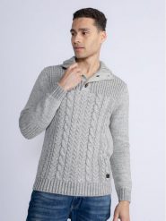 Petrol Industries Sweter M-3030-KWC211 Szary Regular Fit. Szare swetry rozpinane Petrol Industries, l, bez wzorów, z syntetyku, bez kołnierzyka, bez ramiączek. Za 289.99 zł.